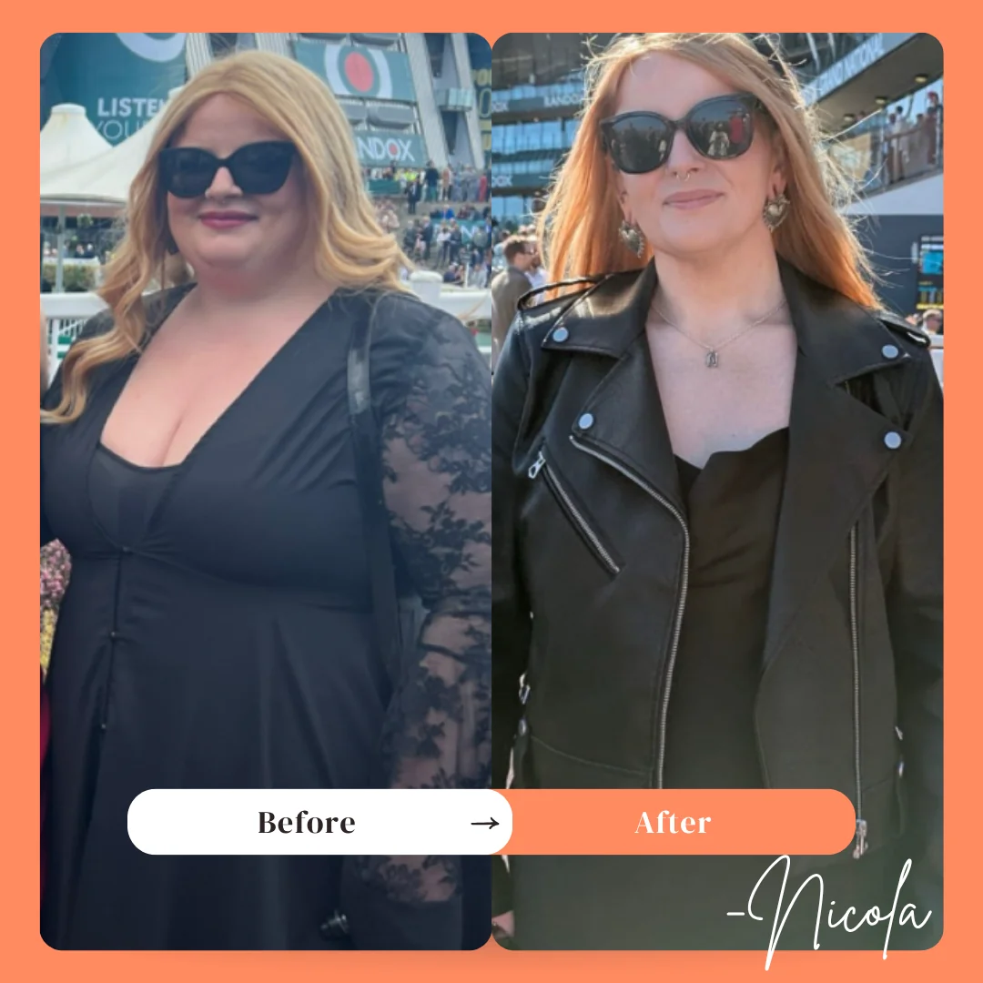 Nicola's weight loss before and after pic